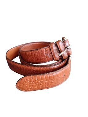 sz 44 Belt Vintage faconnable leather brown Faux Reptile Embossed 110/44